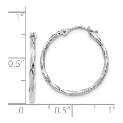 14K White Gold 19mm Twisted Hoop Earrings – view 4