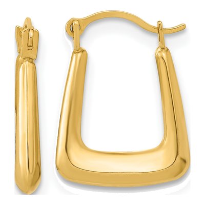 14K Yellow Gold Hollow Fancy Hoop Earrings