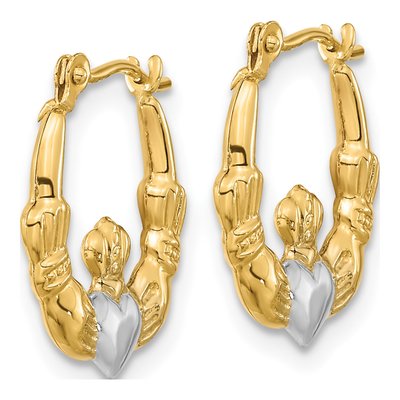 14K Yellow Gold Claddagh Hoop Earrings – view 3