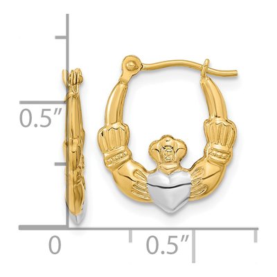 14K Yellow Gold Claddagh Hoop Earrings – view 5