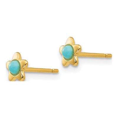 14K Yellow Gold Turquoise Star Stud Earrings – view 3