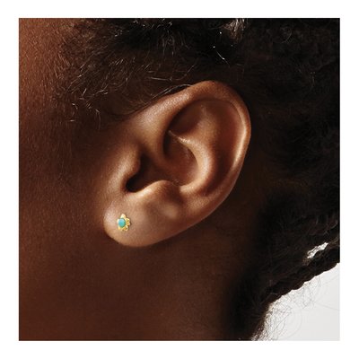 14K Yellow Gold Turquoise Star Stud Earrings – view 4