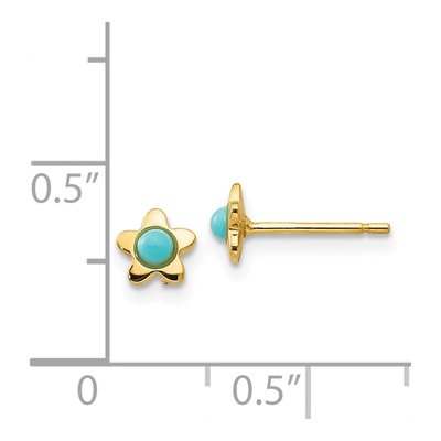 14K Yellow Gold Turquoise Star Stud Earrings – view 5