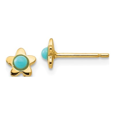 14K Yellow Gold Turquoise Star Stud Earrings