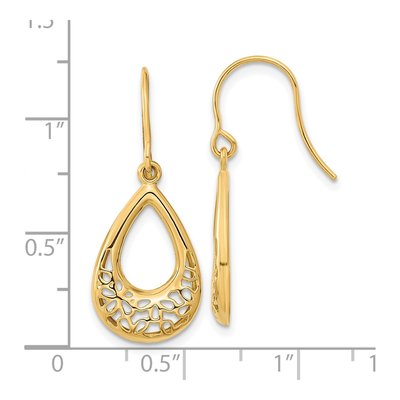 14K Yellow Gold Filigree Teardrop Dangle Earrings – view 5
