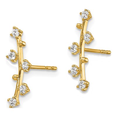 14K Yellow Gold CZ Bar Dangle Earrings – view 3