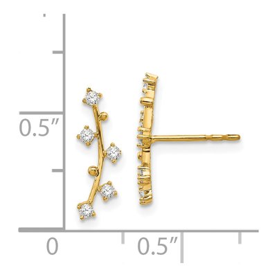 14K Yellow Gold CZ Bar Dangle Earrings – view 5