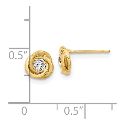 14K Yellow Gold CZ Love Knot Stud Earrings – view 5