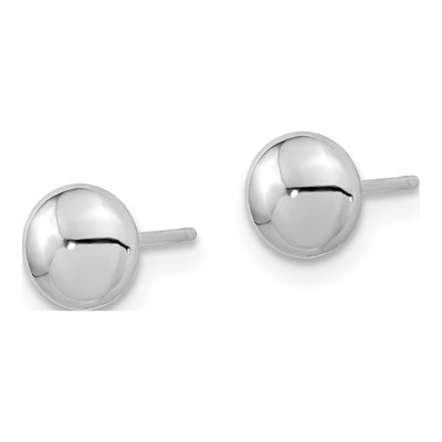 14K White Gold Puffed Button Stud Earrings – view 3