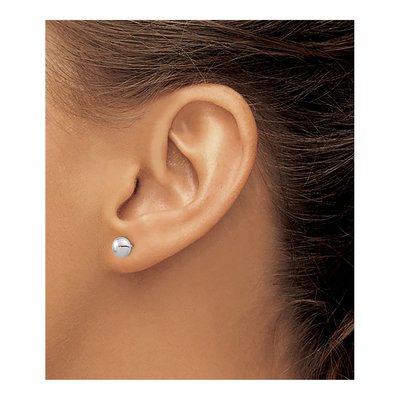 14K White Gold Puffed Button Stud Earrings – view 4