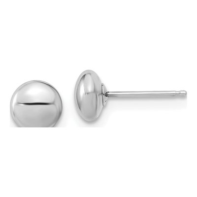 14K White Gold Puffed Button Stud Earrings