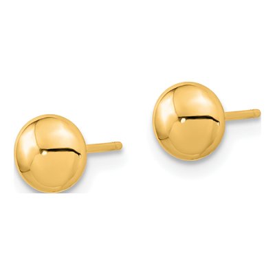 14K Yellow Gold Puffed Round Button Stud Earrings – view 2