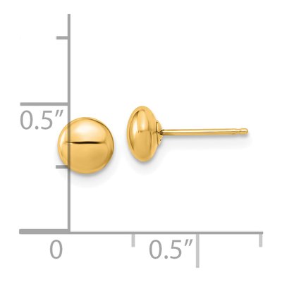 14K Yellow Gold Puffed Round Button Stud Earrings – view 3