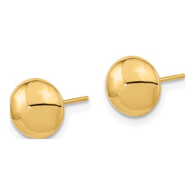 14K Yellow Gold Puffed Round Button Stud Earrings – view 3