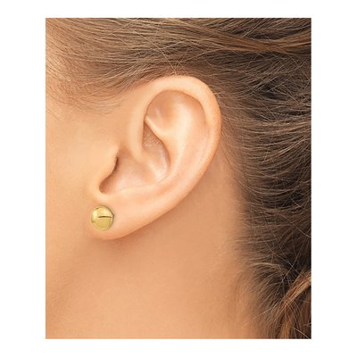 14K Yellow Gold Puffed Round Button Stud Earrings – view 4