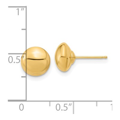 14K Yellow Gold Puffed Round Button Stud Earrings – view 5