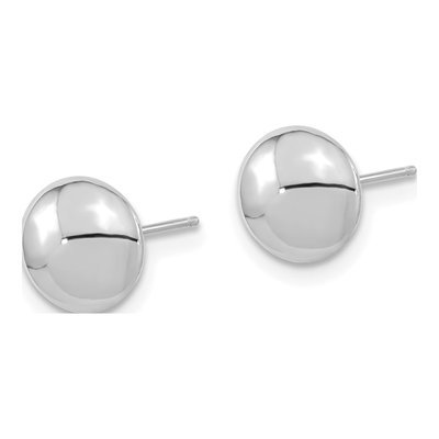 14K White Gold Puffed Button Stud Earrings – view 3