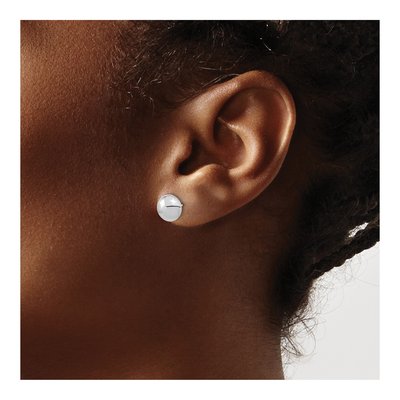 14K White Gold Puffed Button Stud Earrings – view 4