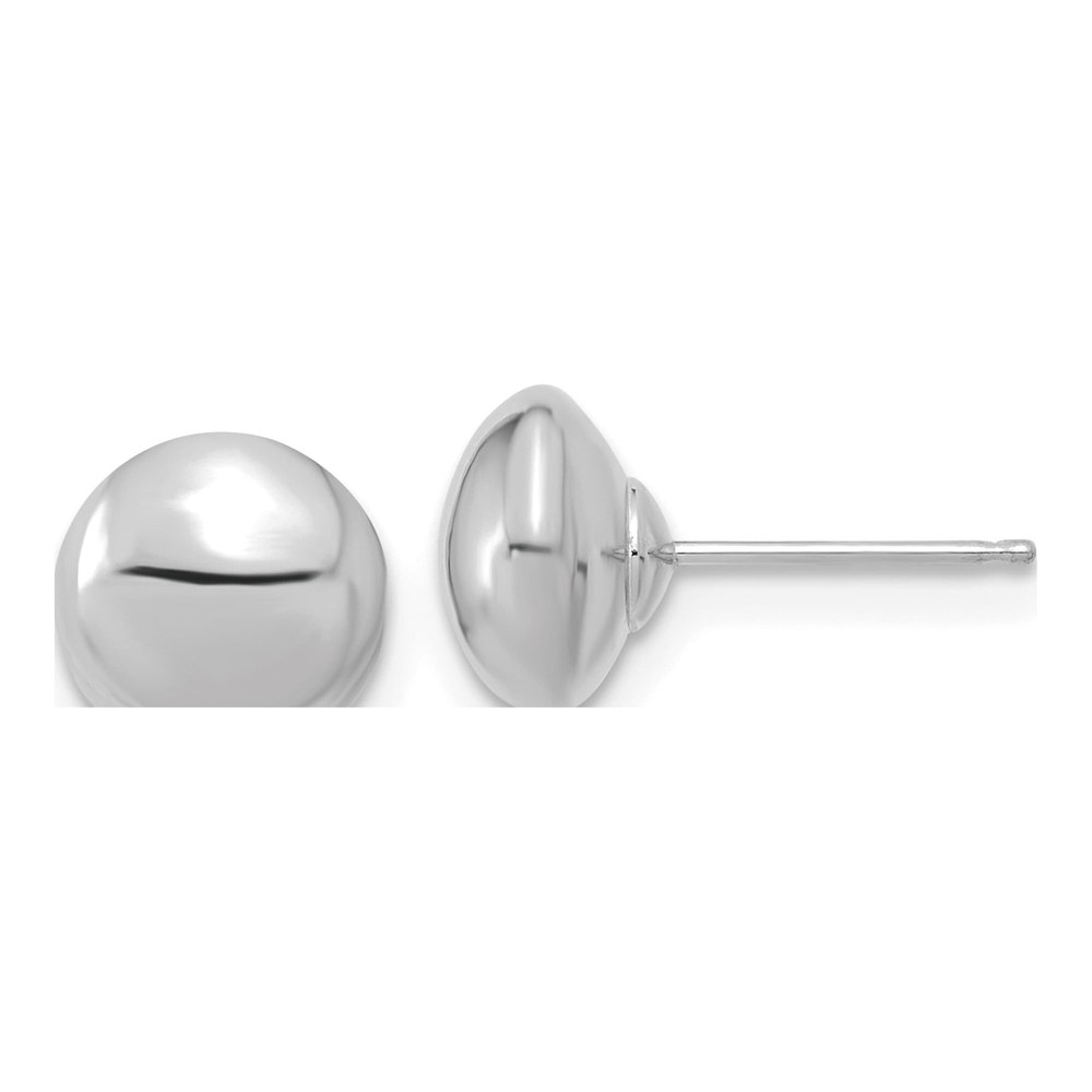 14K White Gold Puffed Button Stud Earrings