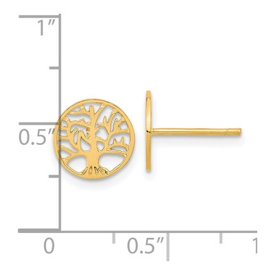 14K Yellow Gold Tree of Life Circle Stud Earrings – view 5