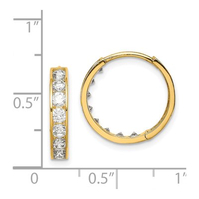 14K Yellow Gold 16mm CZ Huggie Hoop Earrings – view 5