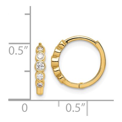14K Yellow Gold 12mm CZ Huggie Hoop Earrings – view 5