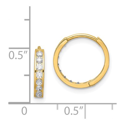14K Yellow Gold 13mm CZ Huggie Hoop Earrings – view 4