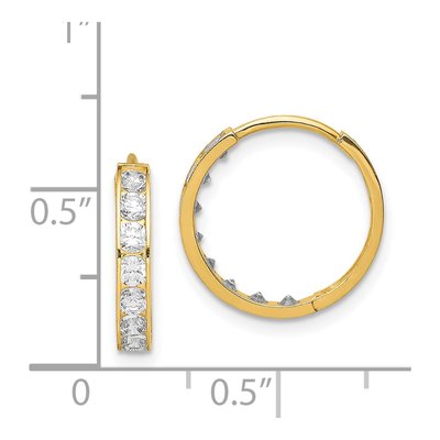 14K Yellow Gold 15mm CZ Huggie Hoop Earrings – view 4