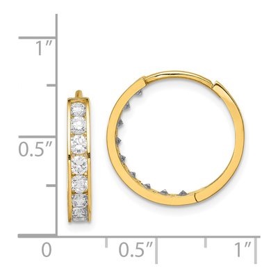 14K Yellow Gold 17mm CZ Huggie Hoop Earrings – view 5