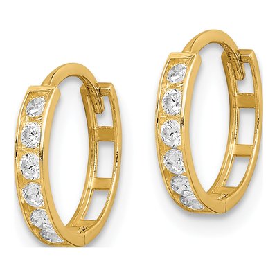 14K Yellow Gold 11mm CZ Huggie Hoop Earrings – view 3