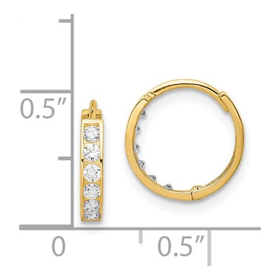 14K Yellow Gold 11mm CZ Huggie Hoop Earrings – view 5