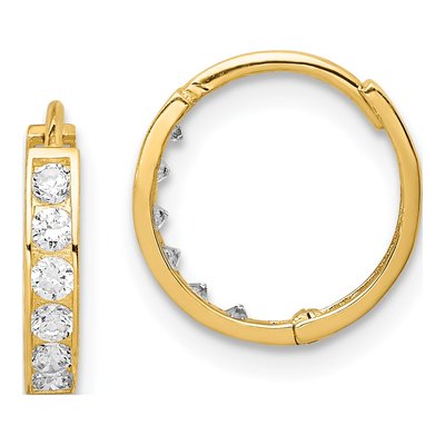 14K Yellow Gold 11mm CZ Huggie Hoop Earrings