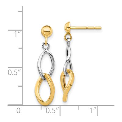 14K Two-Tone Gold Twisted Link Dangle Earrings – view 4