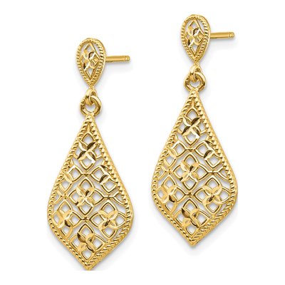 14K Yellow Gold Filigree Dangle Earrings – view 3