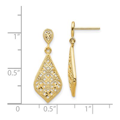 14K Yellow Gold Filigree Dangle Earrings – view 5