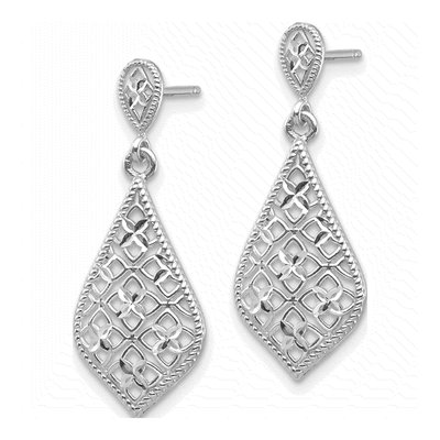 14K White Gold Filigree Dangle Earrings – view 3