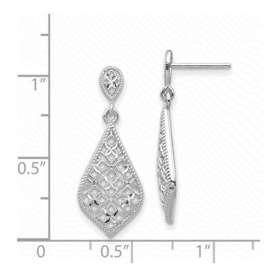 14K White Gold Filigree Dangle Earrings – view 5