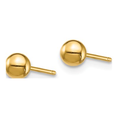 14K Yellow Gold Bar & Ball Post Earrings Set – view 3