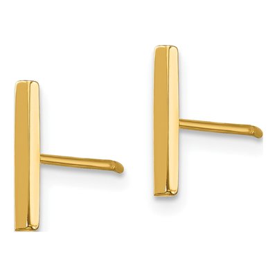 14K Yellow Gold Bar & Ball Post Earrings Set – view 6