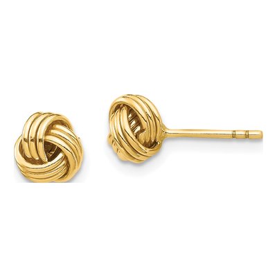 14K Yellow Gold Love Knot Stud Earrings