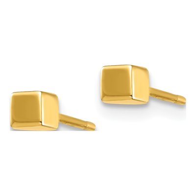 14K Yellow Gold Cube Stud Earrings – view 2