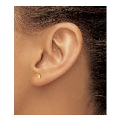 14K Yellow Gold Cube Stud Earrings – view 3