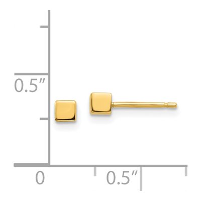 14K Yellow Gold Cube Stud Earrings – view 4
