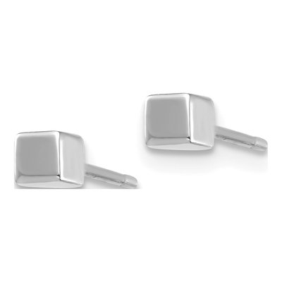 14K White Gold Cube Stud Earrings – view 2