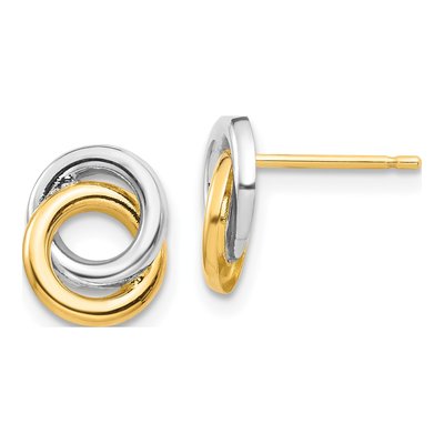 14K Yellow Gold Intertwined Circle Stud Earrings