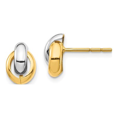 14K Yellow Gold Oval Button Stud Earrings