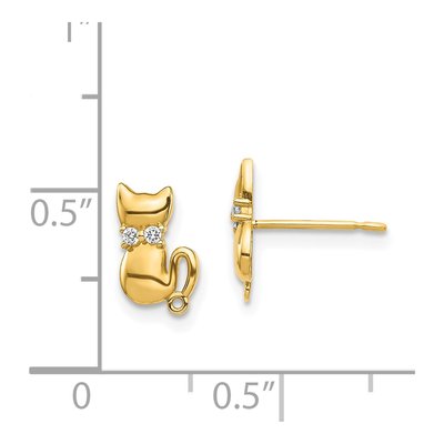 14K Yellow Gold Round CZ Cat Bowtie Stud Earrings – view 5
