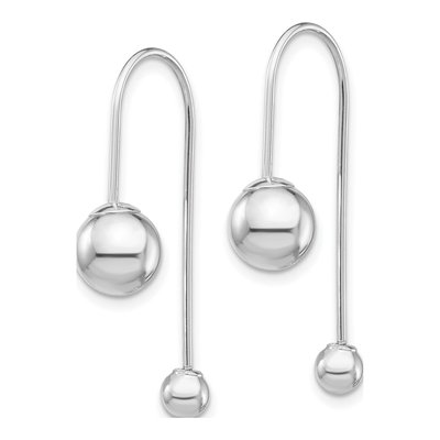 14K White Gold Threader Earrings – view 3