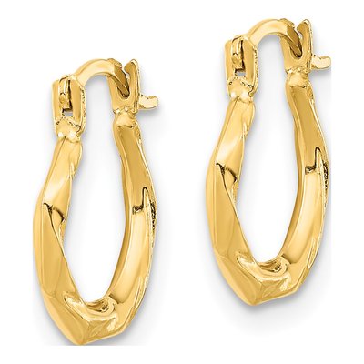 14K Yellow Gold Twist Hoop Earrings – view 2