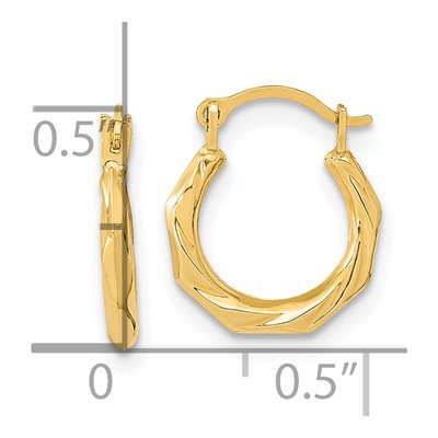 14K Yellow Gold Twist Hoop Earrings – view 4